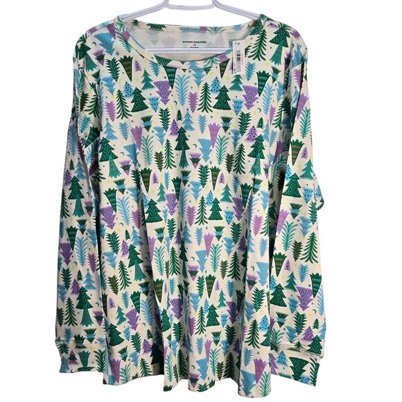 NWT | Festive Christmas Tree Print 2 Piece Pajama Set Loungewear | 3XL - Picture 2 of 5